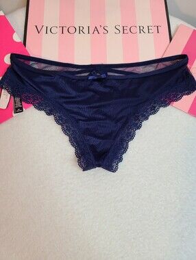 Y2K Victoria's Secret Silky Satin Lace Cut-out Back Thong Panty Size M